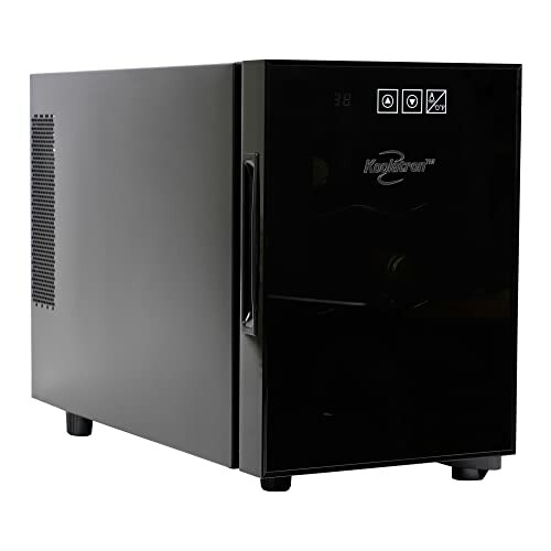 Black mini fridge with digital display