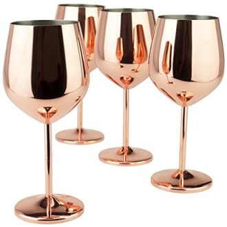 PG Copper/Rose Gold Stem Stainless Steel Wine Glass Set