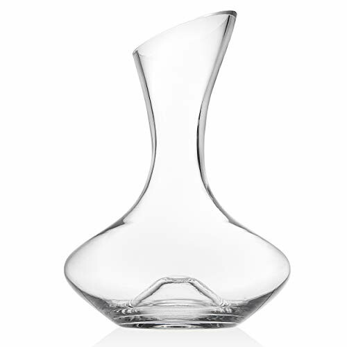 Clear glass wine decanter with a curved neck