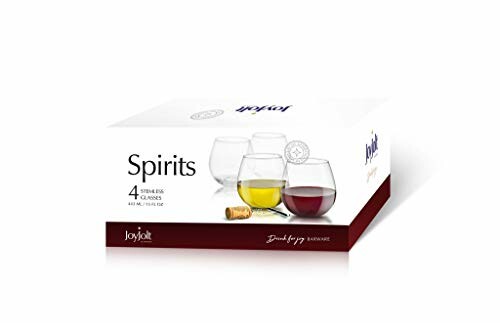 JoyJolt stemless wine glasses set of four in packaging.