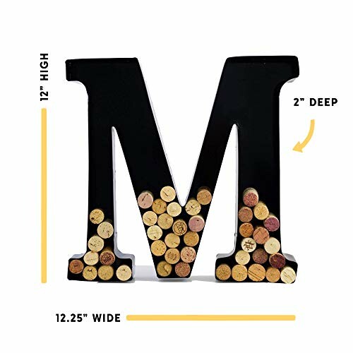 Letter M wine cork holder filled with corks