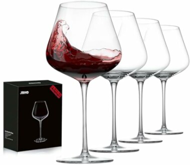 JBHO Crystal Burgundy Wine Glasses