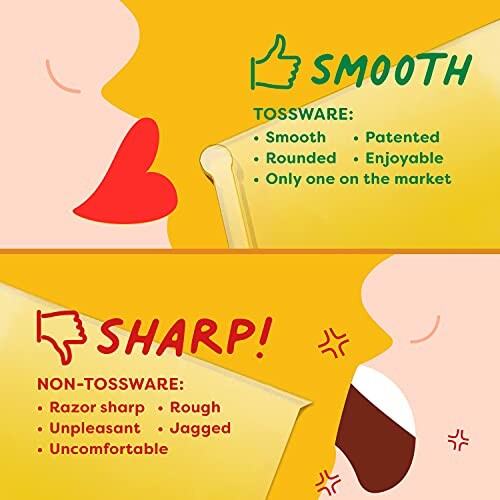 Comparison of smooth tossware with sharp non-tossware features.