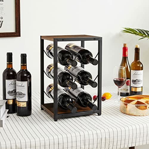 IBUYKE Rustic Wood 6 Bottles Wine Rack