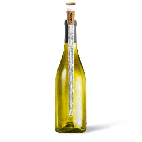 Wine bottle with a chiller stick inserted.