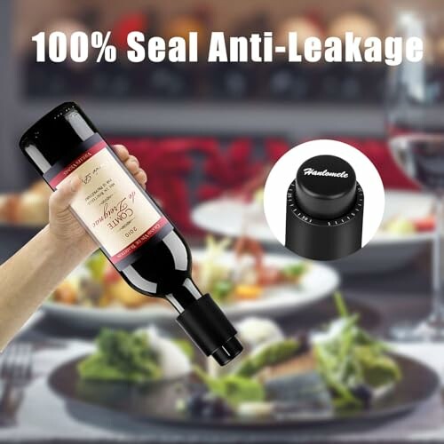 Hand holding wine bottle with anti-leakage seal