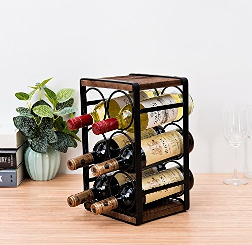 Rustic Wood Countertop Wine Rack